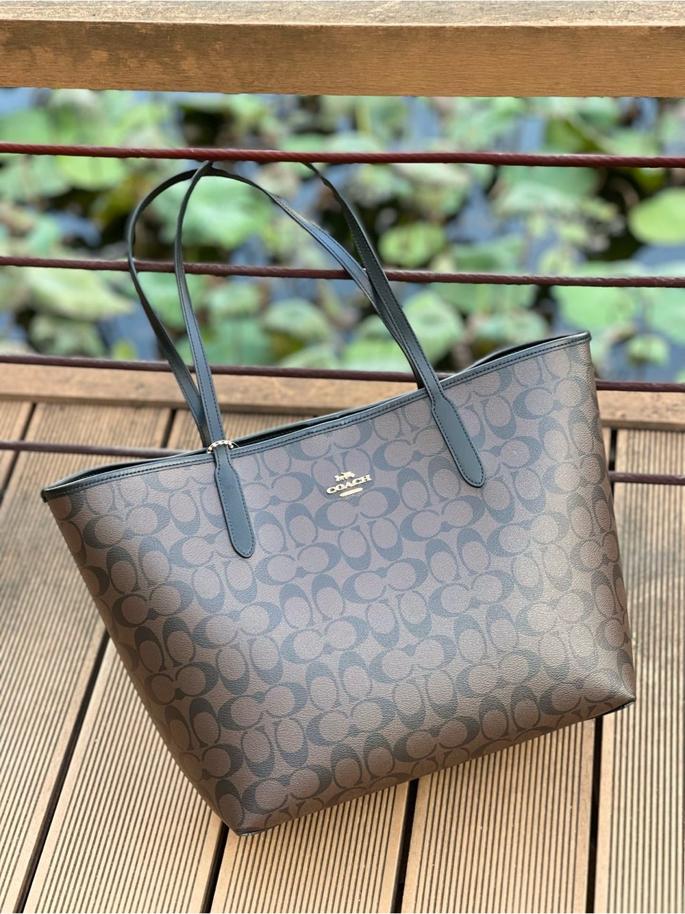 Brown Signature Tote with Dark Brown Trim